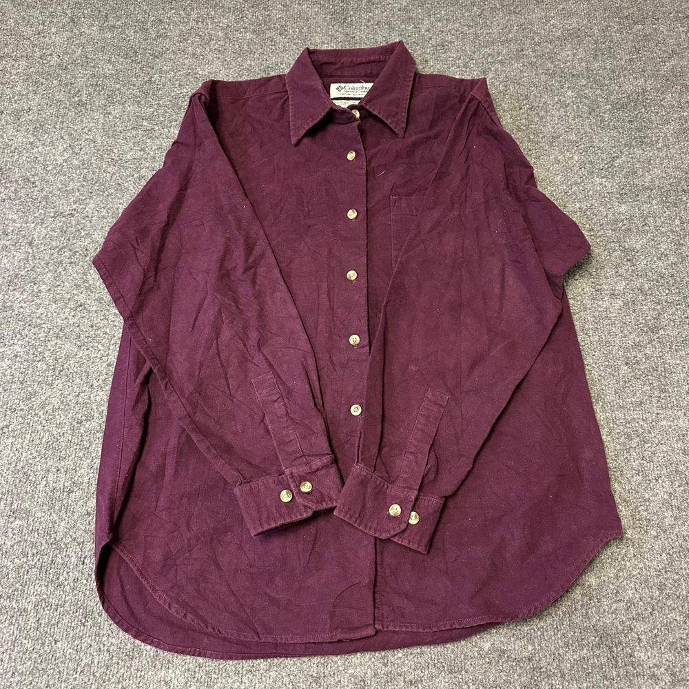 Columbia Shirt Womens Size M Burgundy Cotton Long Sleeve Button Down Outdoor